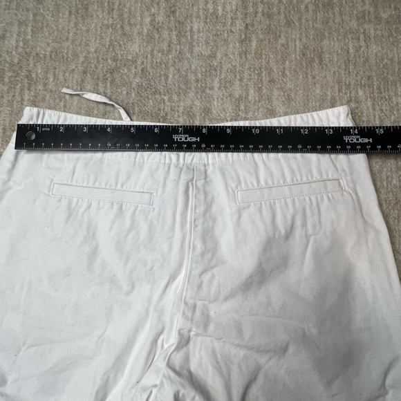 H&M bright white chino linen short Drawstring Waist 100% Cotton classic size 6 - Picture 3 of 9
